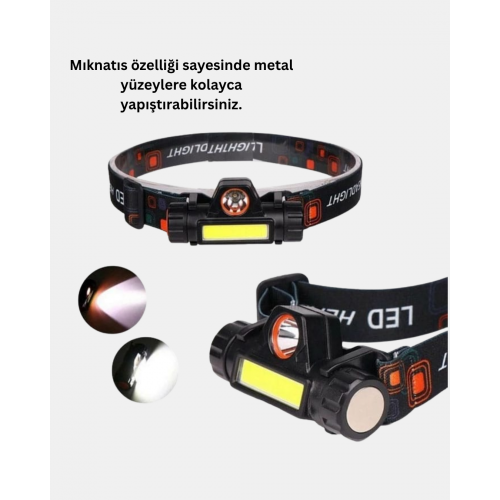 Kamp ve Doğa İçin Şarjlı LED Baş Feneri – Mıknatıslı Su Geçirmez