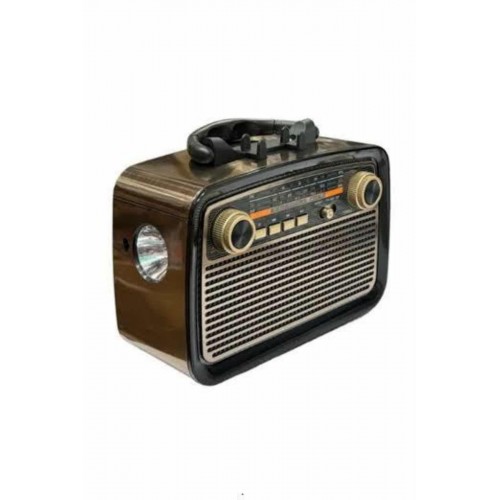 Nostalji Radyo Bluetooth Hoparlör USB-SD Kart Giriş Led Fener Işıklı Bataryalı Pilli