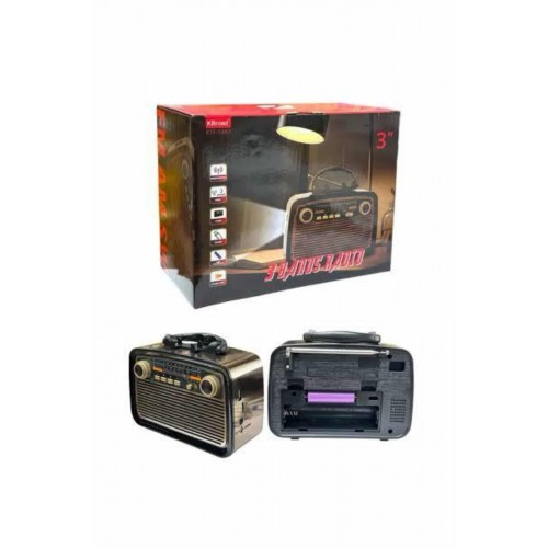 Nostalji Radyo Bluetooth Hoparlör USB-SD Kart Giriş Led Fener Işıklı Bataryalı Pilli