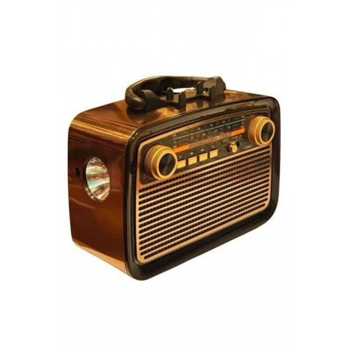 Nostalji Radyo Bluetooth Hoparlör USB-SD Kart Giriş Led Fener Işıklı Bataryalı Pilli