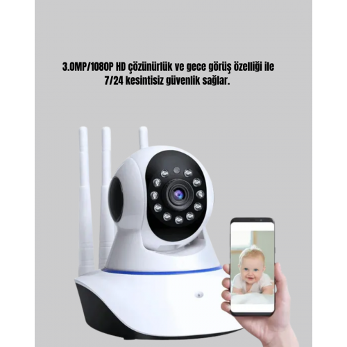 Full HD Akıllı IP Kamera – Gece Görüşlü Hareket Sensörlü Çift Yönlü Ses ve Online Kayıt Özellikli
