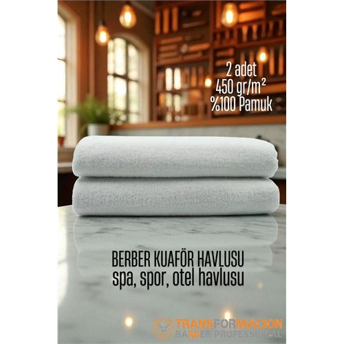 HSNET Kuaför Berber Havlusu 2 ADET Pamuk Berber Havlusu 50x90 Beyaz