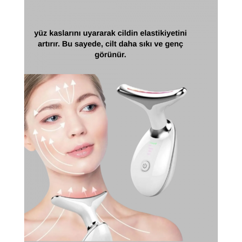 Yüz ve Boyun Sıkılaştırıcı Cilt Bakım Cihazı | EMS Mikro Akım & Kırışıklık Giderici