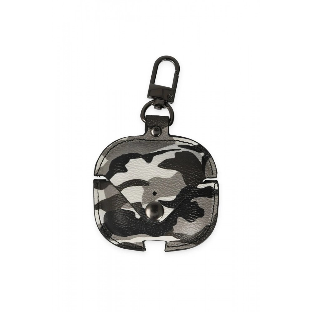 Airpods Pro 2 (2.nesil) Çanta Kamuflaj Deri Kılıf - Gri-(5796)