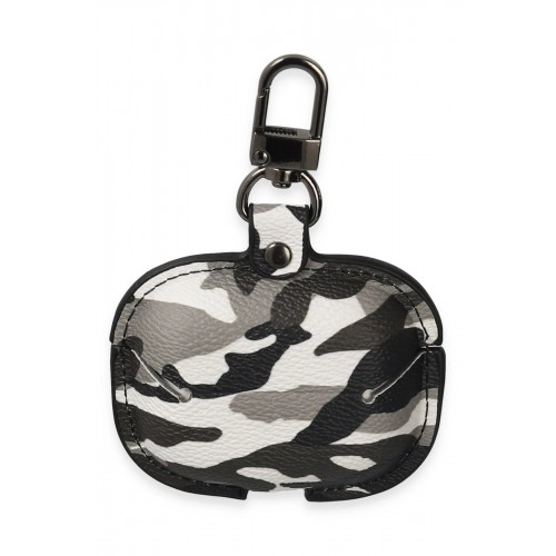 Airpods Pro 2 (2.nesil) Çanta Kamuflaj Deri Kılıf - Gri-(5796)