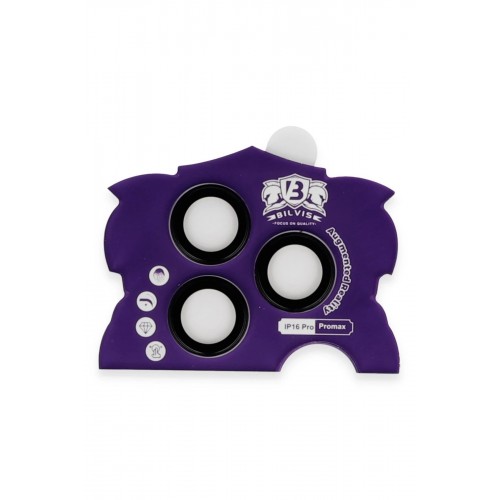 iPhone 16 Pro Max Bilvis Titan Kamera Lens - Siyah-(5796)