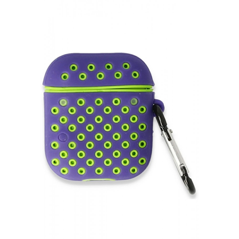 Airpods 2 (2.nesil) Spor Delikli Kılıf - Lila-Yeşil-(5796)