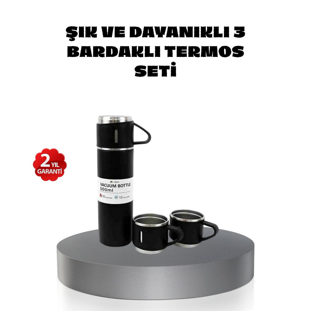 500 ml Paslanmaz Çelik Termos Seti – Sızdırmaz Vakumlu Isı Koruma Özellikli Taşınabilir Termos