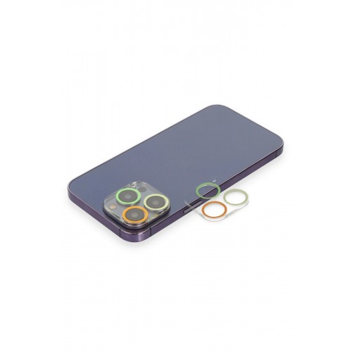 iPhone 12 Pro Renkli Kamera Lens Koruma Cam - Sarı-Turuncu-(5796)