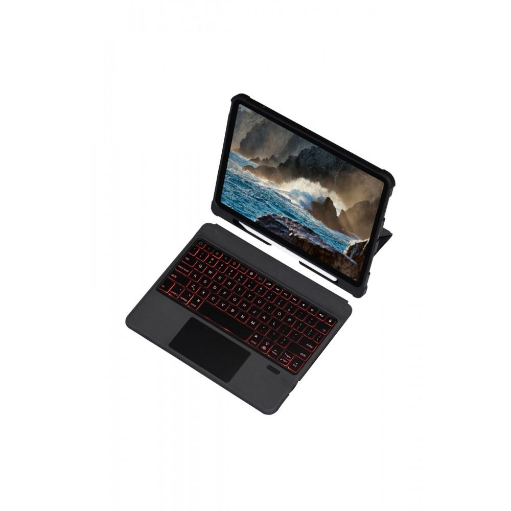 T5209D iPad Pro 12.9 (2021) Kılıf İnter Ledli Klavyeli Tablet Kılıfı - Siyah-(5796)