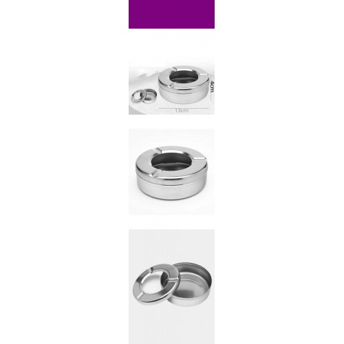 Turk Kapaklı Paslanmaz Yuvarlak Küllük - Kapaklı 304 Çelik Kül Tablası - Kafe Küllüğü Restoran Küllüğü