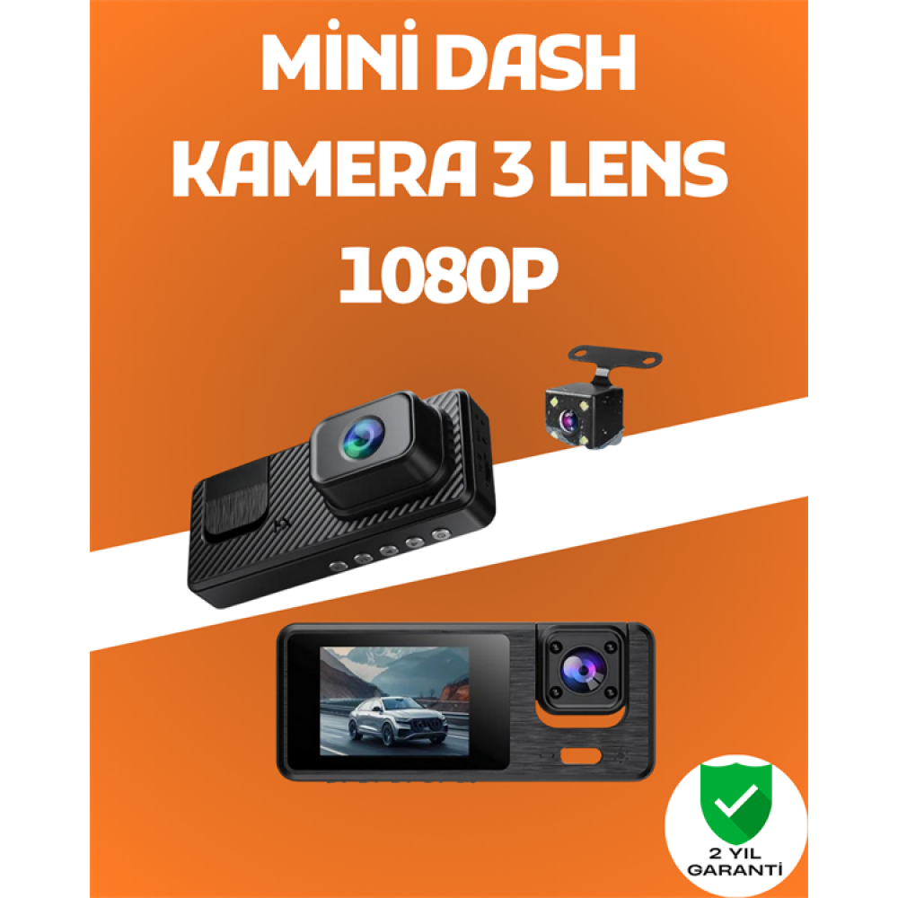 3 Kanallı Araç DVR – Ön + İç + Arka Kamera ile Tam Kapsama Yüksek Güvenlik