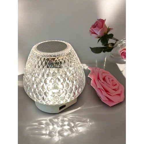 G5 Kristal Şarjlı Masa Lambası - 7 Renk Gece Lambası ve Bluetooth Hoparlör