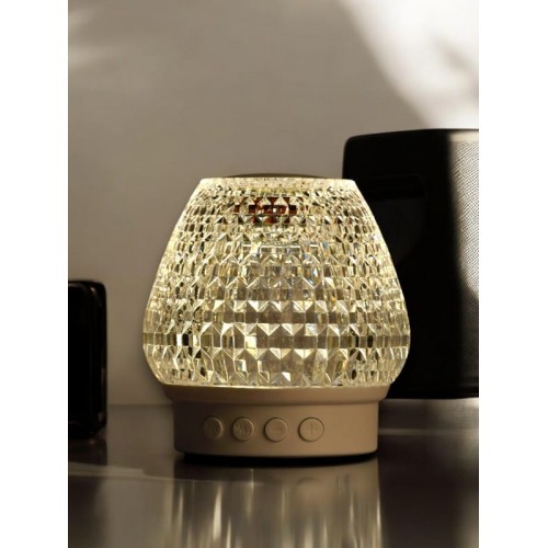 G5 Kristal Şarjlı Masa Lambası - 7 Renk Gece Lambası ve Bluetooth Hoparlör