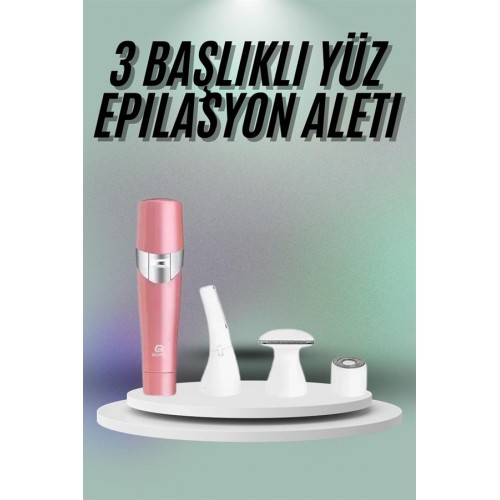 Yüz Kaş ve Tüm Vücut Epilasyon Aleti3 Başlıklı Epilatör Tüm Cilt Tiplerine Uygun