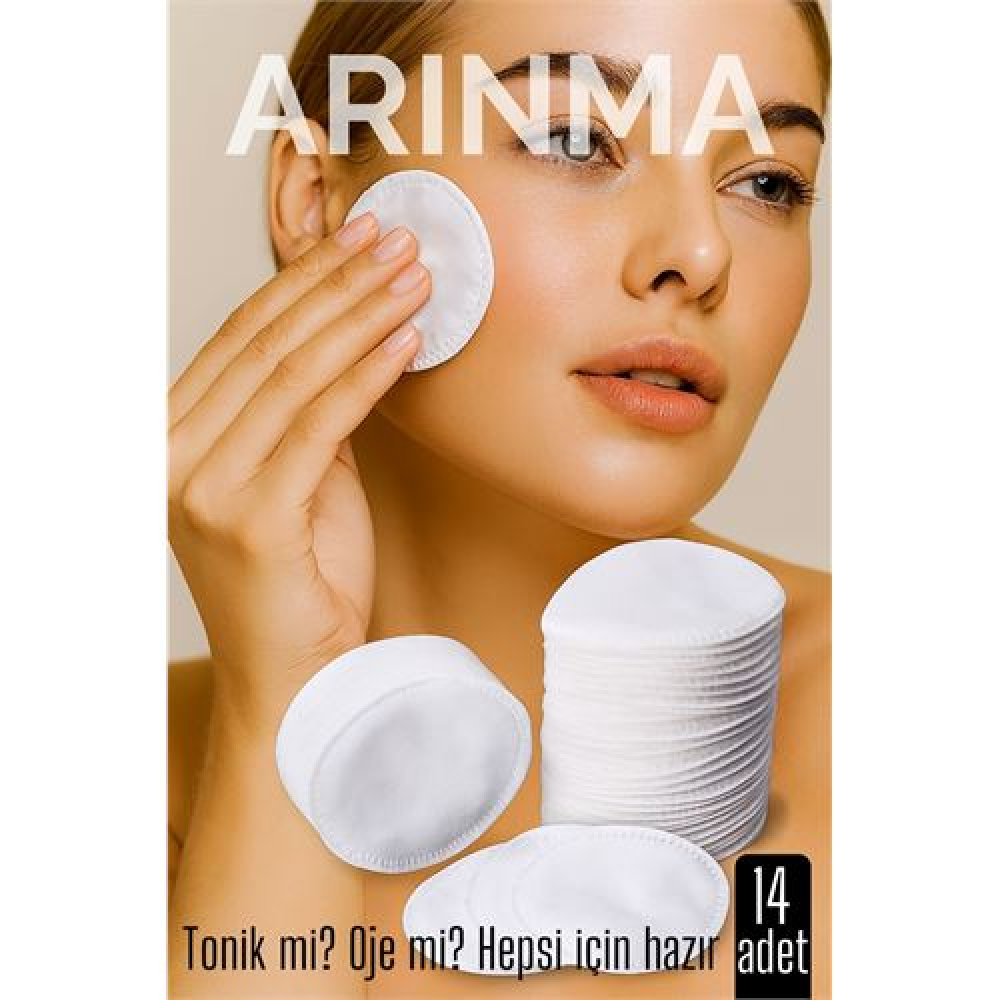 14'lü  Kozmetik Disk Pamuk Premium Makyaj Temizleme Pamuğu  Tonik ve Oje İçin Çift Taraflı Diskler
