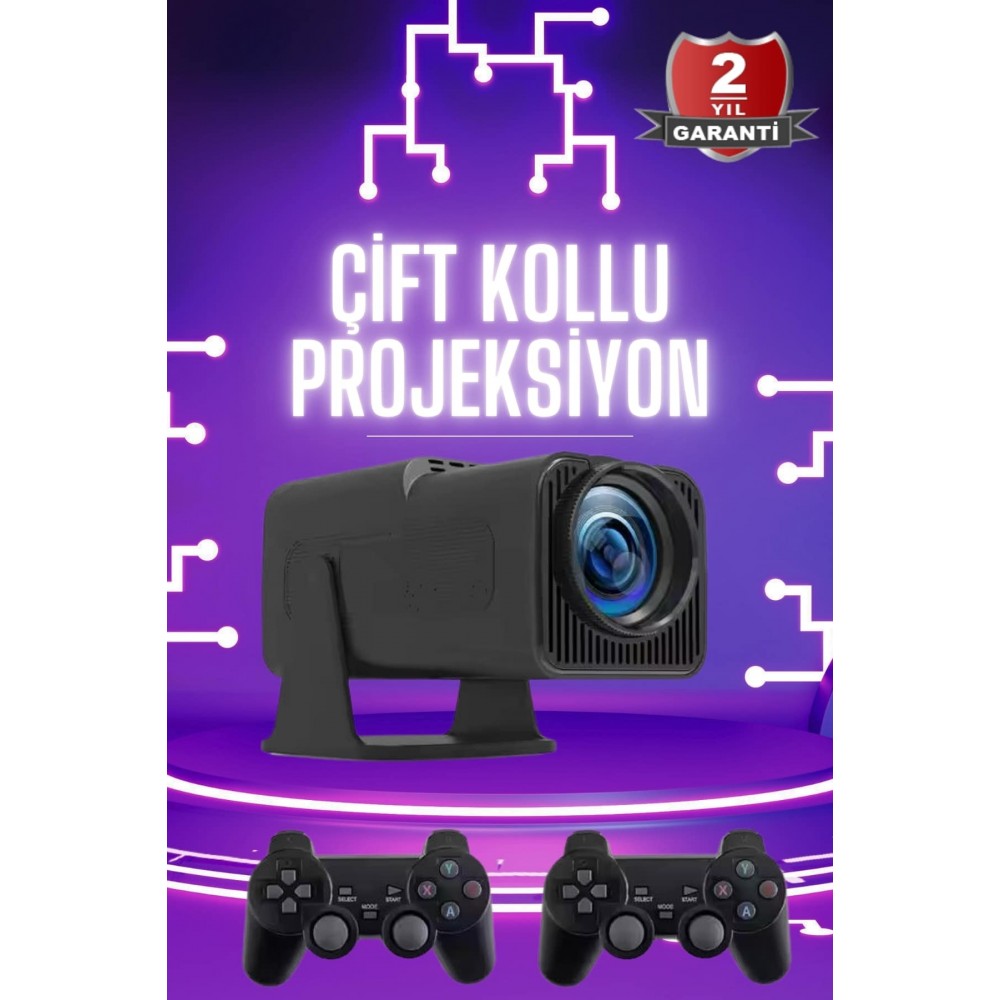 Çift Kollu Projeksiyon Taşınabilir Game Projektör Full Hd 1080P 4k Projeksiyon Gamepad