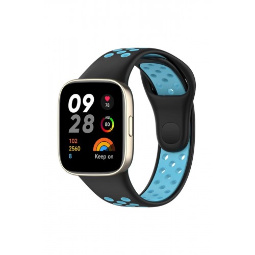 Xiaomi Redmi Watch 3 Spor Delikli Kordon - Siyah-Mavi-(5796)