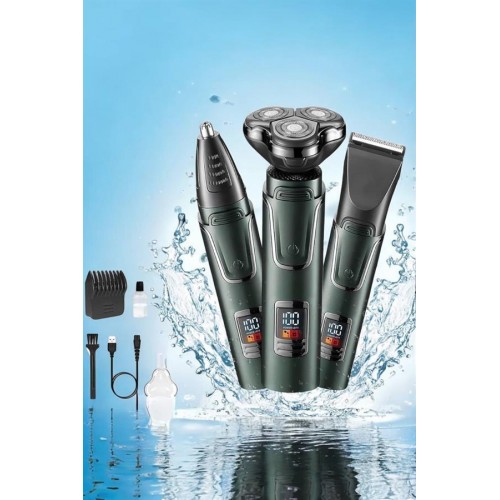 3 Başlıklı Profesyonel Saç ve Sakal Bakım Seti Vücut Burun ve Kulak Tüy Alma