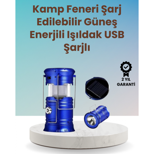Şarj Edilebilir Güneş Enerjili Kızaklı Kamp Feneri – USB Çıkışlı Katlanabilir Dayanıklı ve Çok Fonksiyonlu