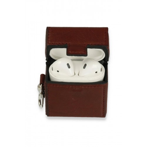 Airpods 2 (2.nesil) Deri Kılıf - Bordo-(5796)