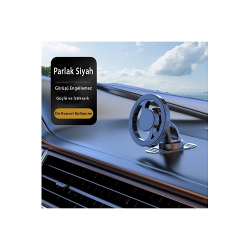 Q38 Ayarlanabilir Yapışkanlı Manyetik Magsafe Araç Tutucu - Siyah-(5796)