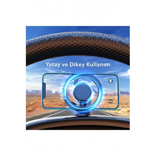 Q38 Ayarlanabilir Yapışkanlı Manyetik Magsafe Araç Tutucu - Siyah-(5796)