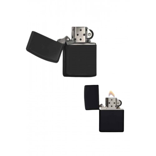 Çakmak Parlak Siyah Zippo Benzinli Çakmak Cep Boy Doldurulabilir Çakmak Parlak Siyah Zippo Benzinli Çakmak Cep Boy Doldurulabilir
