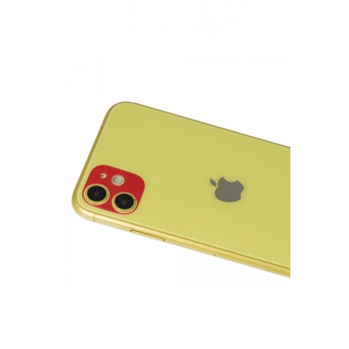 iPhone 11 Rainbow Kamera Lens Koruma Cam - Kırmızı-(5796)