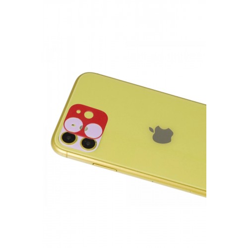 iPhone 11 Rainbow Kamera Lens Koruma Cam - Kırmızı-(5796)