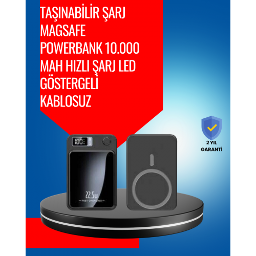Alüminyum Alaşımlı 20W PD Hızlı Şarj ve Manyetik Kablosuz Powerbank