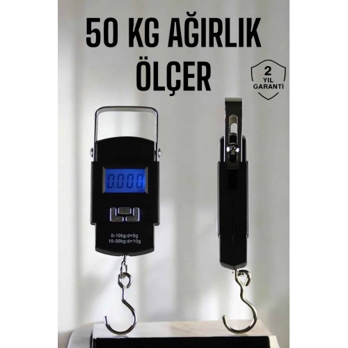 Ağırlık Ölçer 50 Kg El Terazisi El Kantarı Pilli Led Ekran