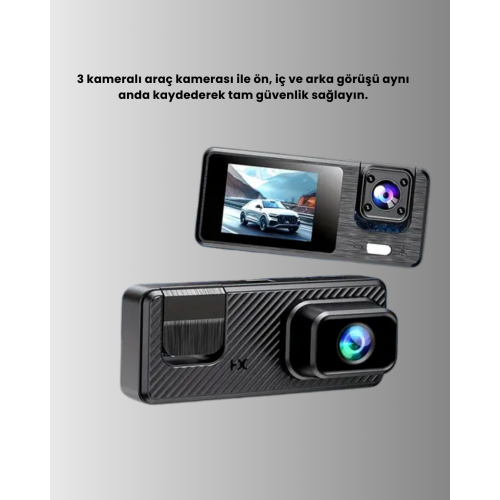 Çok Açılı Araç İçi DVR | Ön İç Arka Kamera Döngü Video Kaydı Çok Açılı Araç İçi DVR | Ön İç Arka Kamera Döngü Video Kaydı
