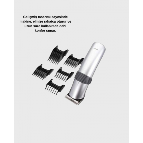 Kablosuz Profesyonel Tıraş Makinesi – Şarjlı 60 Dakika Kullanım Süreli Çelik Bıçaklı Sessiz Motor