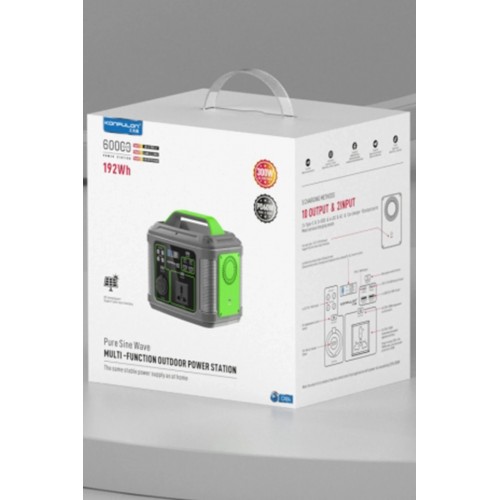 CN04 Powerbank 300W 60.000 mAh 5W Led Işıklı Kamp Şarj PD 60W - Gri-(5796)