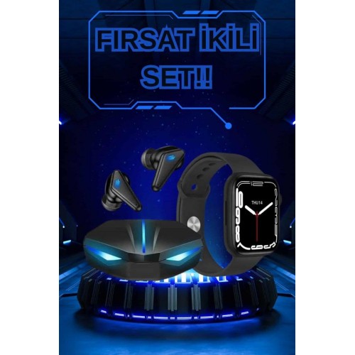 Yeni Nesil Akıllı Saat ve Kablosuz Kulaklık Kampanyası İkili Set Bluetooth Bağlantılı