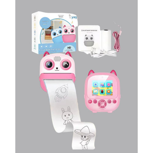 Anında Baskı Yapabilen Çocuk Fotoğraf Makinesi Hafıza Kart Destekli