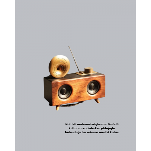 Retro Gramofon Tasarımlı Bluetooth Hoparlör – 3D Stereo Ses 1800 mAh Batarya Retro Gramofon Tasarımlı Bluetooth Hoparlör – 3D Stereo Ses 1800 mAh Batarya
