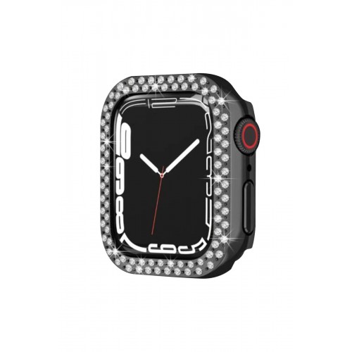 Apple Watch 42mm Taşlı Kasa - Siyah-(5796)
