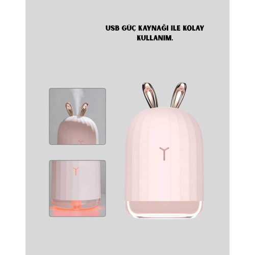 Tavşan Kulak Tasarımlı 200 ml USB Aroma Difüzör ve Hava Nemlendirici Tavşan Kulak Tasarımlı 200 ml USB Aroma Difüzör ve Hava Nemlendirici