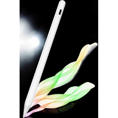Dokunmatik Kalem Beyaz Şarjlı Yedek Uçlu Android ve İOS Uyumlu