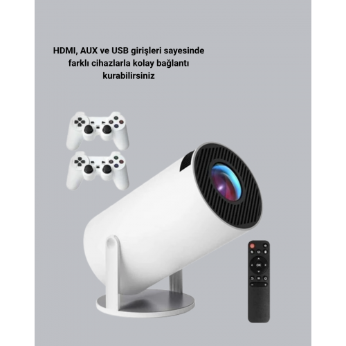4K Wi-Fi 6 Projeksiyon Cihazı – 10.000+ Oyun Desteği Kablosuz Bağlantı ve Çoklu Giriş Portları 4K Wi-Fi 6 Projeksiyon Cihazı – 10.000+ Oyun Desteği Kablosuz Bağlantı ve Çoklu Giriş Portları