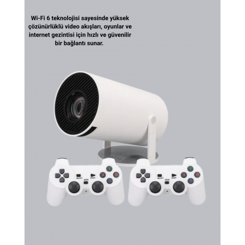 4K Wi-Fi 6 Projeksiyon Cihazı – 10.000+ Oyun Desteği Kablosuz Bağlantı ve Çoklu Giriş Portları 4K Wi-Fi 6 Projeksiyon Cihazı – 10.000+ Oyun Desteği Kablosuz Bağlantı ve Çoklu Giriş Portları