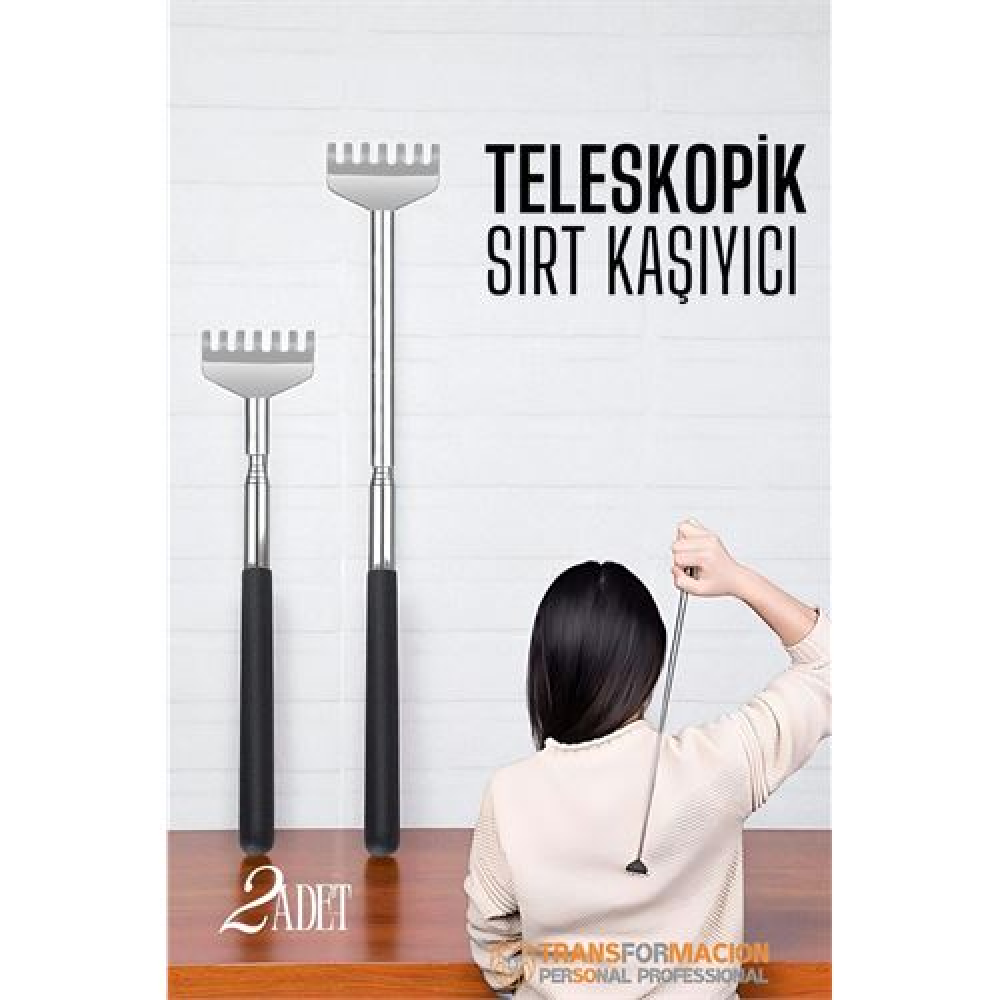 HSNET Sırt Kaşıyıcı - Telekopik 56 cm Sırt Kaşıma Aparatı Hanımeli 2 li SET