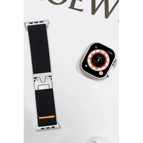 Apple Watch 42mm Forest Kumaş Kordon - Siyah-(5796)
