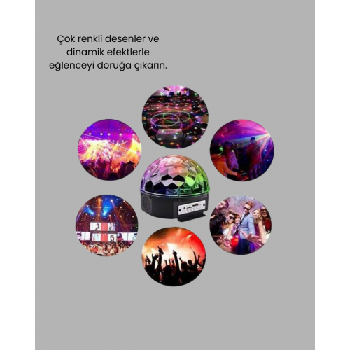 RGB LED Disko Topu Projektör – Ev Partileri Doğum Günleri ve Eğlence İçin Işık Şovu