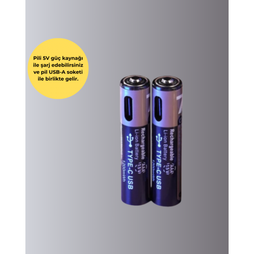 USB Type-C Şarjlı AAA Lityum Pil | 1.5V Sabit Voltaj 1000+ Şarj Döngüsü ile Uzun Ömür USB Type-C Şarjlı AAA Lityum Pil | 1.5V Sabit Voltaj 1000+ Şarj Döngüsü ile Uzun Ömür