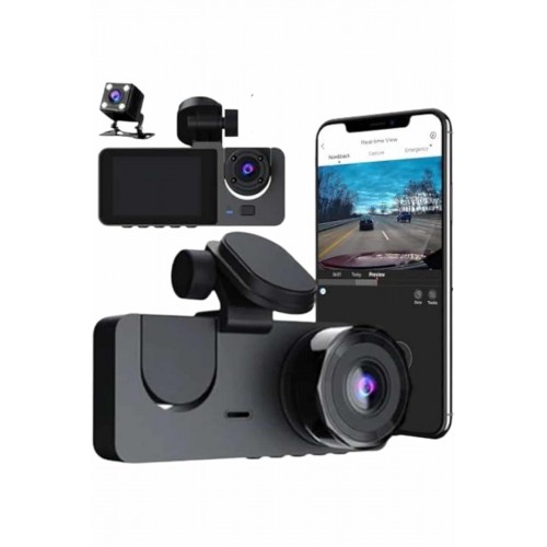 3 Kameralı 2 İnç 1080P Araç İçi Kamera Sürüş Kamerası CarPlay