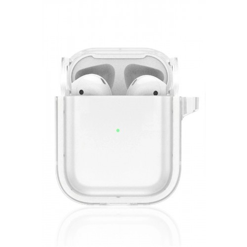 Airpods 4 (4.nesil) Shiny Şeffaf Kılıf - Beyaz-(5796)