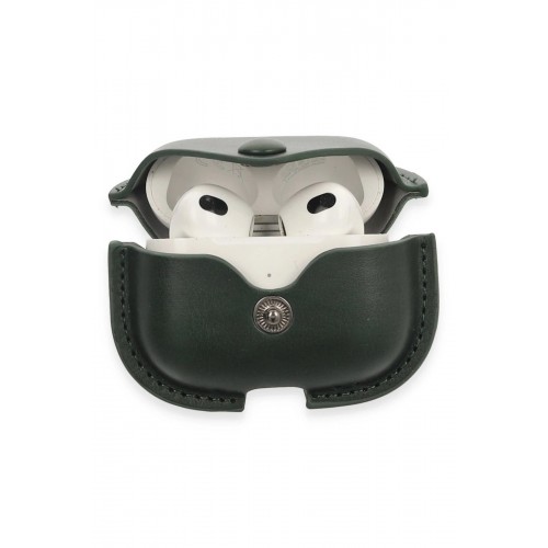 Airpods 3 (3.nesil) Çanta Deri Kılıf - Haki Yeşil-(5796)